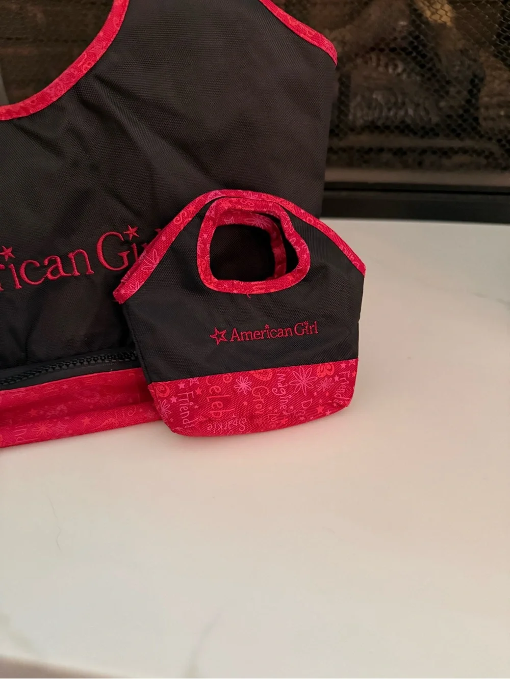 American Girl Black and Red Tote with Matching Mini Purse